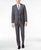 Calvin Klein Men's Modern-fit Gray And Blue Plaid Windowpane Vested Suit