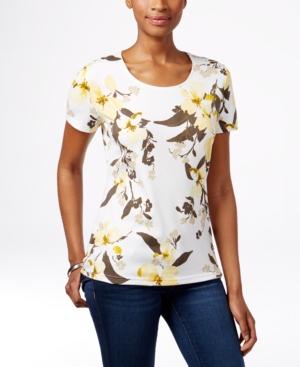 Karen Scott Scoop-neck Tee, Fresh Floral Print