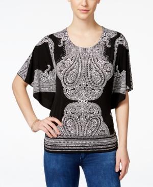 Jm Collection Embellished Butterfly-sleeve Blouse, Only At Macy's