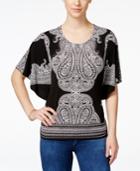Jm Collection Embellished Butterfly-sleeve Blouse, Only At Macy's