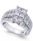 Diamond Princess Cluster Ring (3 Ct. T.w.) In 14k White Gold
