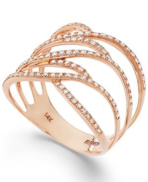 Pave Rose By Effy Diamond Ring In 14k Rose Gold (3/8 Ct. T.w.)