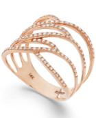 Pave Rose By Effy Diamond Ring In 14k Rose Gold (3/8 Ct. T.w.)