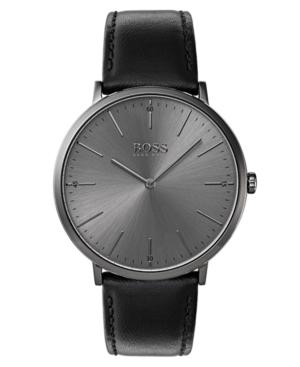 Boss Hugo Boss Men's Horizon Black Leather Strap Watch 40mm