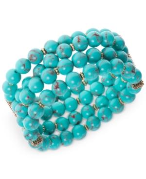 Lonna & Lilly Gold-tone Wide Beaded Stretch Bracelet