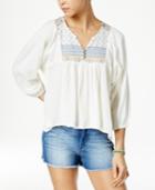 Roxy Juniors' Rush Tide Embroidered Cotton Peasant Top