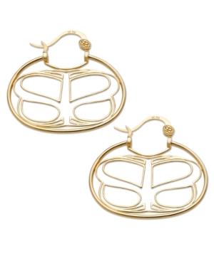 Sis By Simone I Smith 18k Gold Over Sterling Silver Earrings, Wire Work Logo Hoop Earrings