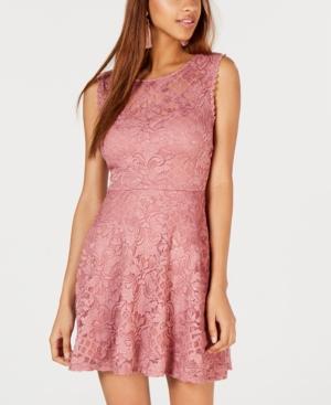 City Studios Juniors' Glitter Lace Fit & Flare Dress, Created For Macy's