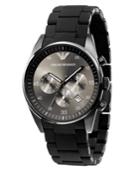 Emporio Armani Watch, Men's Chronograph Black Polyurethane-wrapped Stainless Steel Bracelet Ar5889