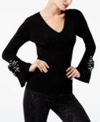 Inc International Concepts Embellished Bell-sleeve Sweater, Created For Macy's