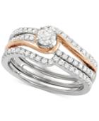Diamond Two-tone Enhancer Bridal Set (7/8 Ct. T.w.) In 14k White And Rose Gold