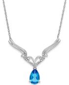 Blue Topaz (1-1/6 Ct. T.w.) And Diamond Accent Necklace In 14k White Gold