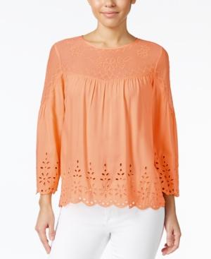 Jessica Simpson Mesh-trim Eyelet Blouse