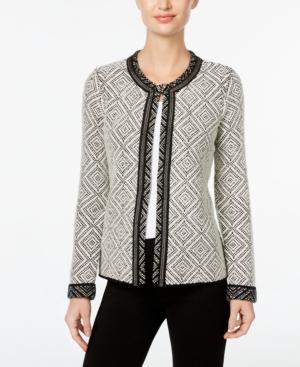 Jm Collection Petite Diamond-pattern Cardigan, Only At Macy's