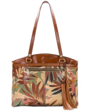 Patricia Nash Palm Leaves Poppy Medium Tote