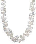 Cultured Freshwater Pearl Keshi Cluster Necklace In Sterling Silver (12mm)