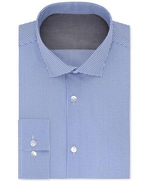 Calvin Klein X Men's Extra-slim Fit Thermal Stretch Performance Royal Blue Print Dress Shirt