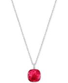 Swarovski Silver-tone Pink Crystal Solitaire Pendant Necklace