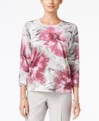 Alfred Dunner Veneto Valley Collection Floral-knit Metallic Knit Top