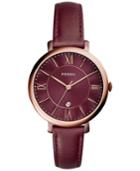 Fossil Women's Jacqueline Red Leather Strap Watch 36mm Es4099