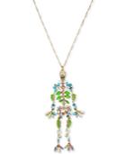 Betsey Johnson Gold-tone Stone, Bead & Crystal Floral Skeleton Pendant Necklace, 35 + 3 Extender