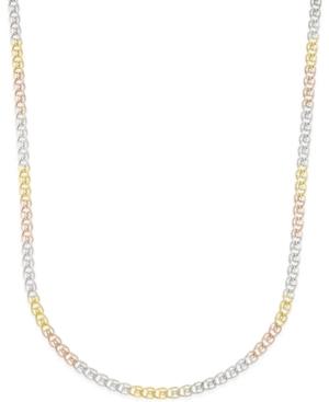 Giani Bernini Tri-tone Link Chain Collar Necklace In Sterling Silver, And Rose And Gold-plated Sterling Silver, Only At Macy's