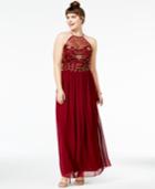 B Darlin Trendy Plus Size Embellished Halter Gown