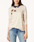 Maison Jules Collared Sequined Star Top, Created For Macy's