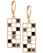 T Tahari Gold-tone Scattered Crystal Grid Drop Earrings