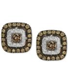 Le Vian Chocolatier Brown And White Diamond Stud Earrings In 14k White Gold (9/10 Ct. T.w.)