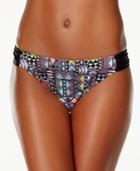 Hula Honey Maze-print Ruched-tab Bikini Bottom Women's Swimsuit