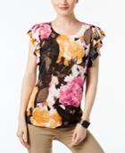 Inc International Concepts Ruffled Short-sleeve Sweater, Only At Macy's