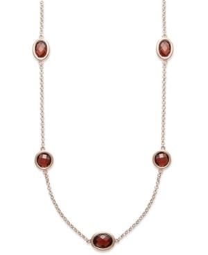 "14k Rose Gold Over Sterling Silver Necklace, 17"" Garnet Necklace (5 Ct. T.w.)"