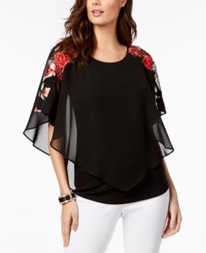 Thalia Sodi Embroidered Mesh Overlay Top, Created For Macy's