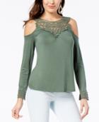 Thalia Sodi Cold-shoulder Crochet Yoke Top, Created For Macy's