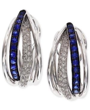 Royale Bleu By Effy Sapphire (3/8 Ct. T.w.) And Diamond (1/4 Ct. T.w.) Hoop Earrings In 14k White Gold