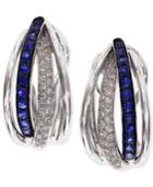 Royale Bleu By Effy Sapphire (3/8 Ct. T.w.) And Diamond (1/4 Ct. T.w.) Hoop Earrings In 14k White Gold