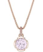 Thomas Sabo Pink Crystal Pendant Necklace In 18k Rose Gold-plated Sterling Silver