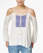 American Rag Embroidered Cold-shoulder Peasant Top, Only At Macy's