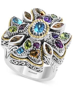 Final Call By Effy Multi-gemstone Statement Ring (3-5/8 Ct. T.w) In Sterling Silver & 18k Gold