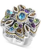 Final Call By Effy Multi-gemstone Statement Ring (3-5/8 Ct. T.w) In Sterling Silver & 18k Gold