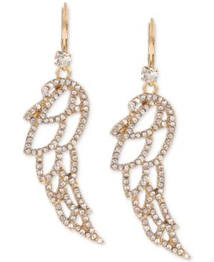 Betsey Johnson Gold-tone Filigree Wing Drop Eurowire Earrings