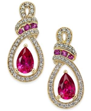 Certified Ruby (1-1/3 Ct. T.w.) And Diamond (1/4 Ct. T.w.) Drop Earrings In 14k Gold
