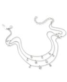Inc International Concepts Silver-tone Multi-layer Crystal Drop Choker Necklace, Only At Macy's