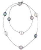 Majorica Sterling Silver Long Multi-imitation Pearl Necklace