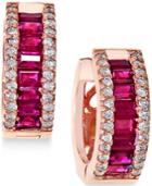 Effy Ruby (1-1/2 Ct. T.w.) And Diamond (3/8 Ct. T.w.) Earrings In 14k Rose Gold