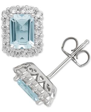 Aquamarine (1-3/4 Ct. T.w.) & White Topaz (3/4 Ct. T.w.) Stud Earrings In Sterling Silver