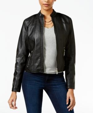 Jou Jou Juniors' Perforated Faux-leather Jacket