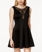 City Studios Juniors' Sleeveless Lace-inset A-line Dress