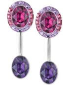 Swarovski Silver-tone Purple Crystal Drop Earrings